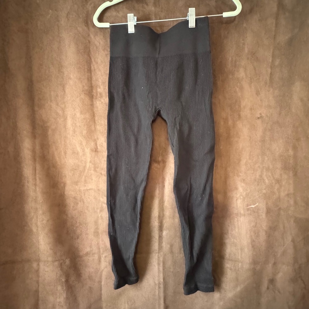 No Boundaries Kids Black Ribbed Seamless High Waisted Leggings Size M 7-9